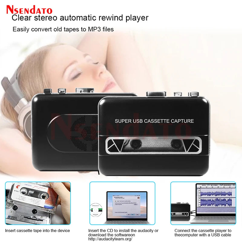 Leitor de Cassete USB e Dispositivo de Captura de Áudio