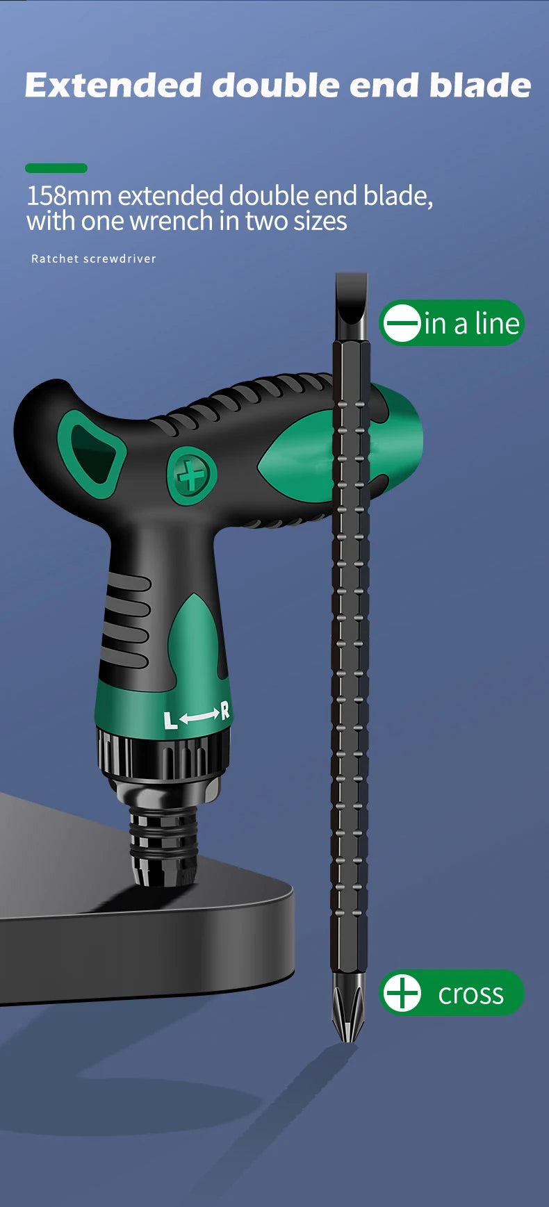 Telescopic T-Handle Ratchet Screwdriver Set