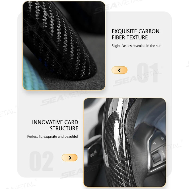 SEAMETAL Car Steering Wheel Cover Self-Adhesive Steer Wheel Hard Shell Protection Cover Anti-Scratch 37-39cm Steering Protector