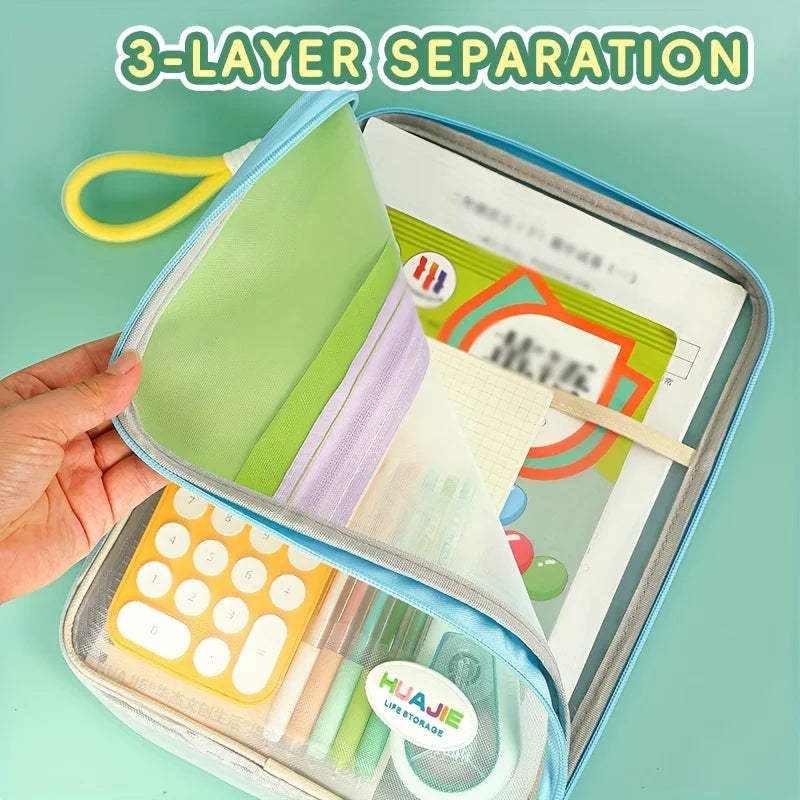 L-Shaped Open Document Bag with Subject Compartments