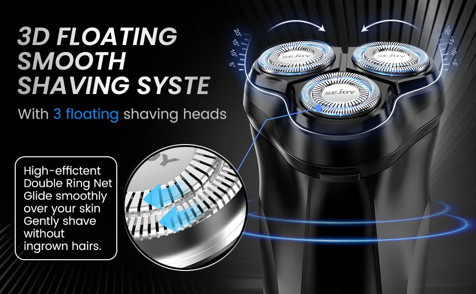 Rasoir électrique SEJOY pour hommes, rasoir rotatif 3D