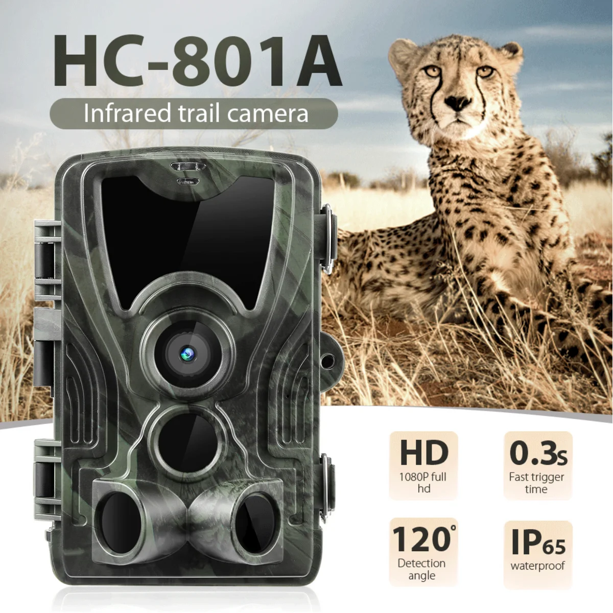 Efficiente telecamera da caccia PR801A con sensore PIR da 120 gradi: alta risoluzione, registrazione notturna, fotografia continua