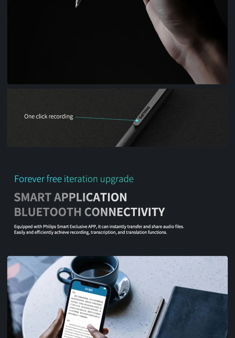 Philips 100% Original Digital Voice Recorder 16GB 64GB Smart Recording Pen Bluetooth VTR5910