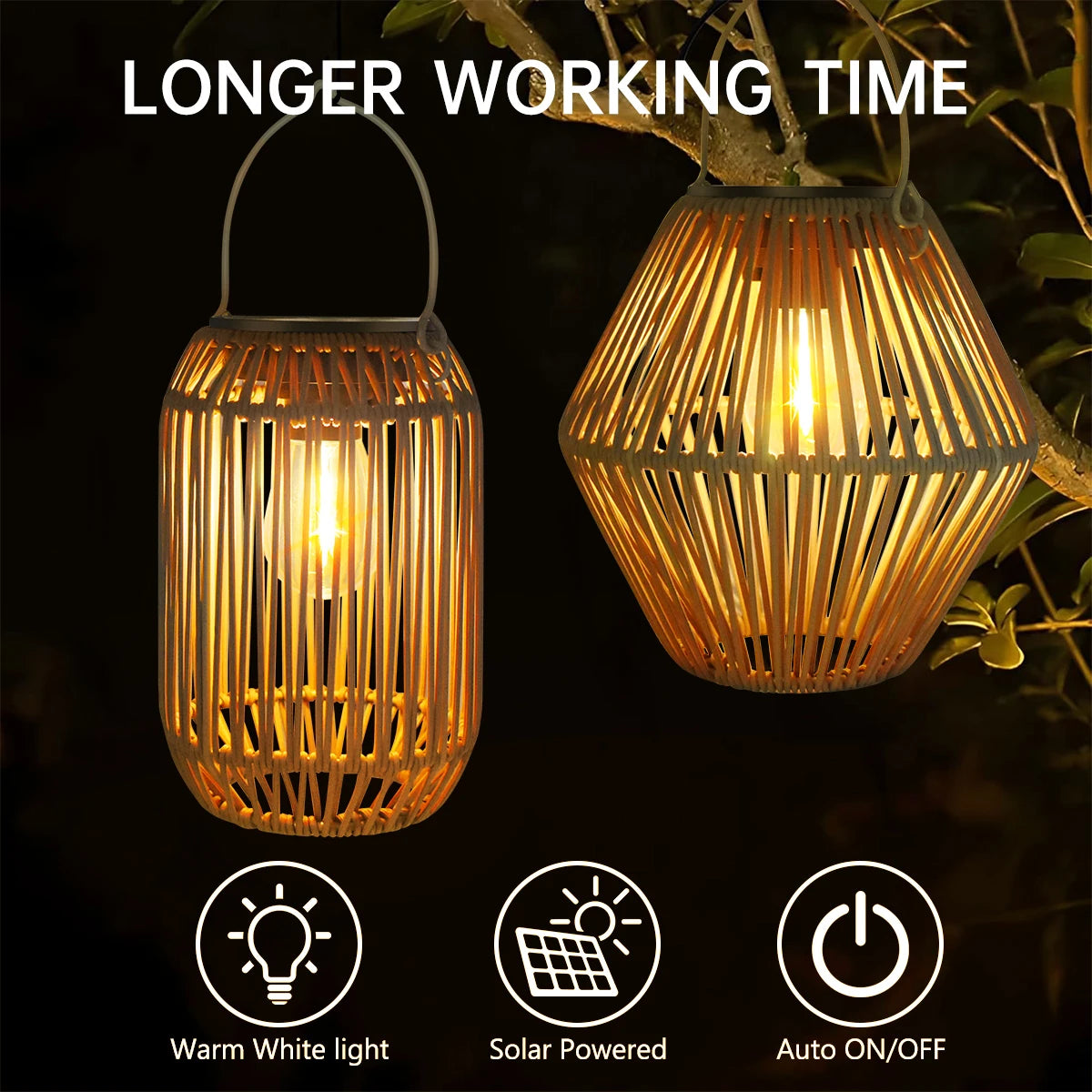 Solar Woven-Style Lantern for Garden Decoration