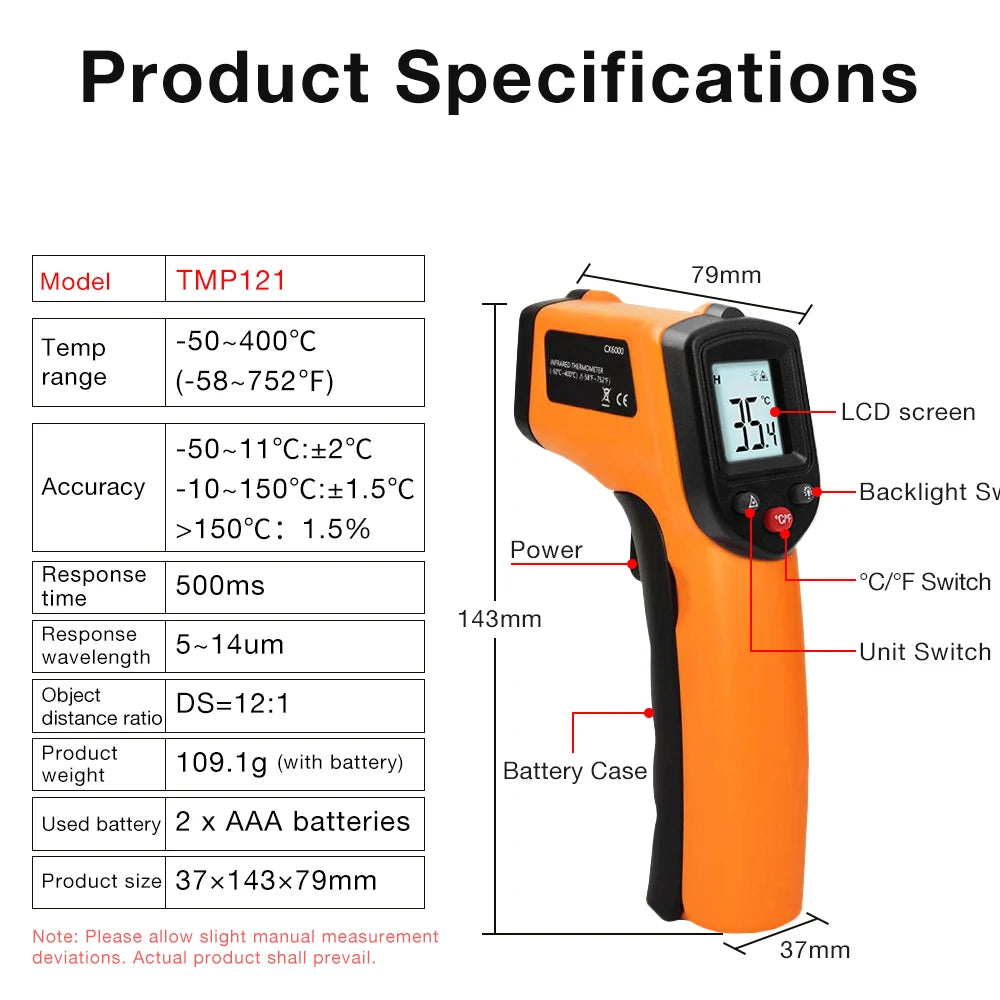 Infrared Surface Thermometer -50 to 400 C