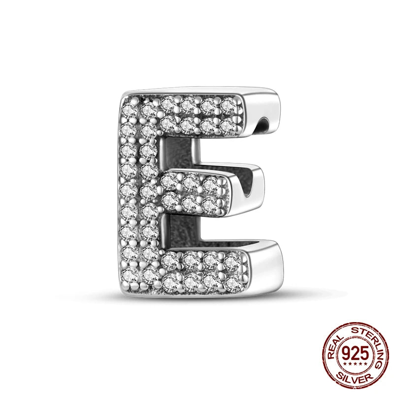 925 Sterling Silver Alphabet Bead Charm