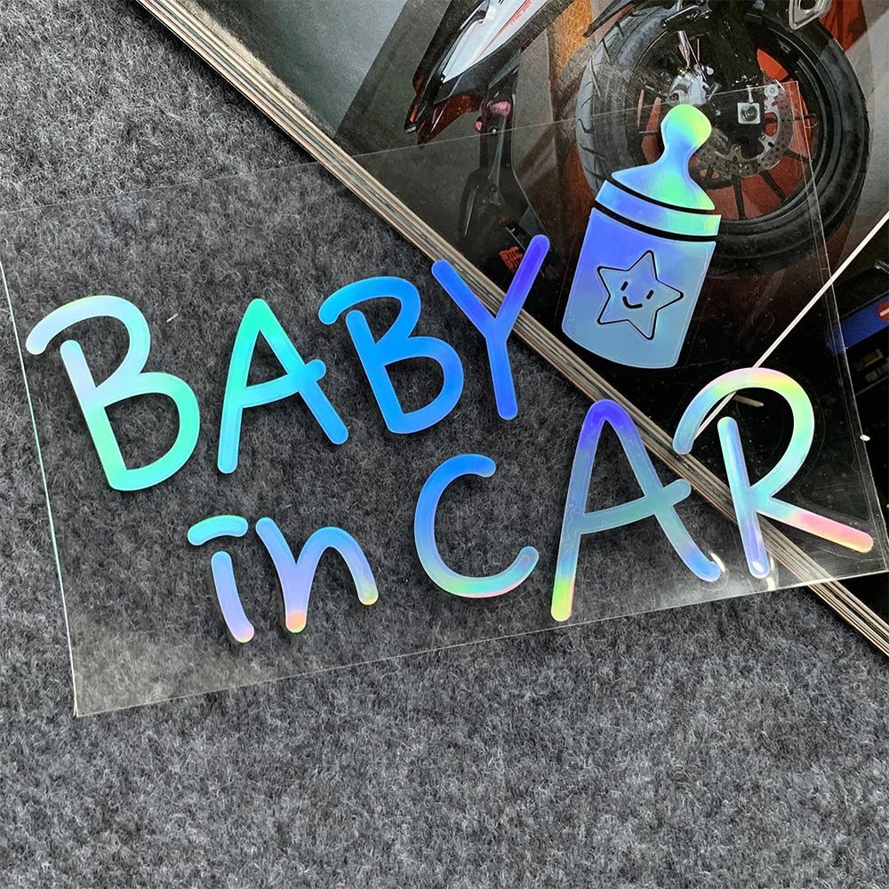 Αυτοκόλλητο Baby in Car με αντανακλαστικό ή ουράνιο τόξο – Σχέδια επιλογών