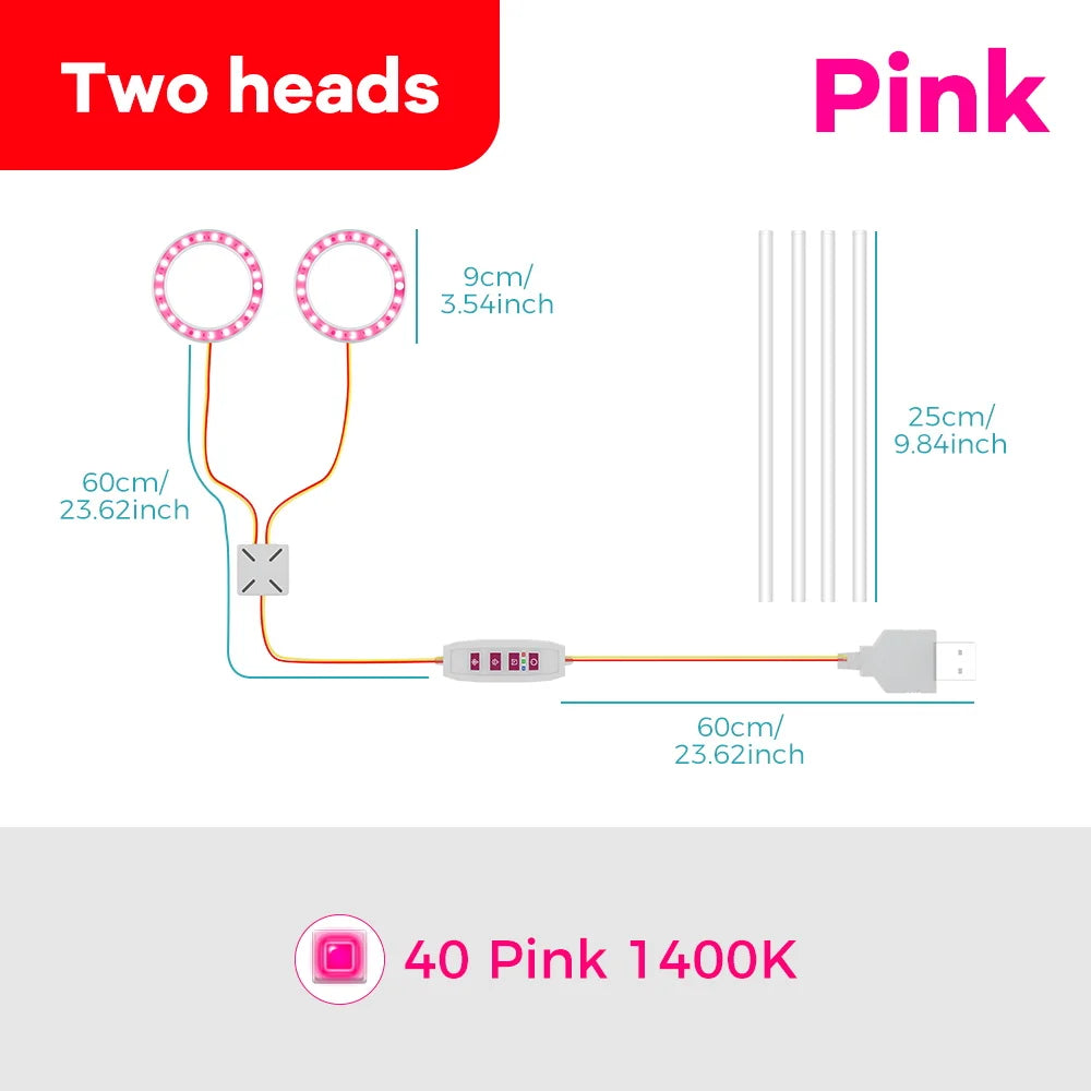 USB Plant Grow Light, One to Four Heads