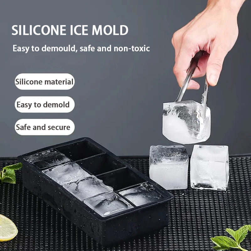 4/6/8/15 Grid Big Ice Tray Mold Giant Jumbo Large Food Grade Silicone Ice Cube Square Tray Mold DIY Ice Maker Ice Cube Tray 
