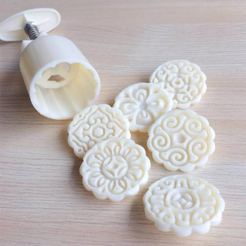 Μπλόκο Mooncake με λουλούδι και έξι αποτυπώματα