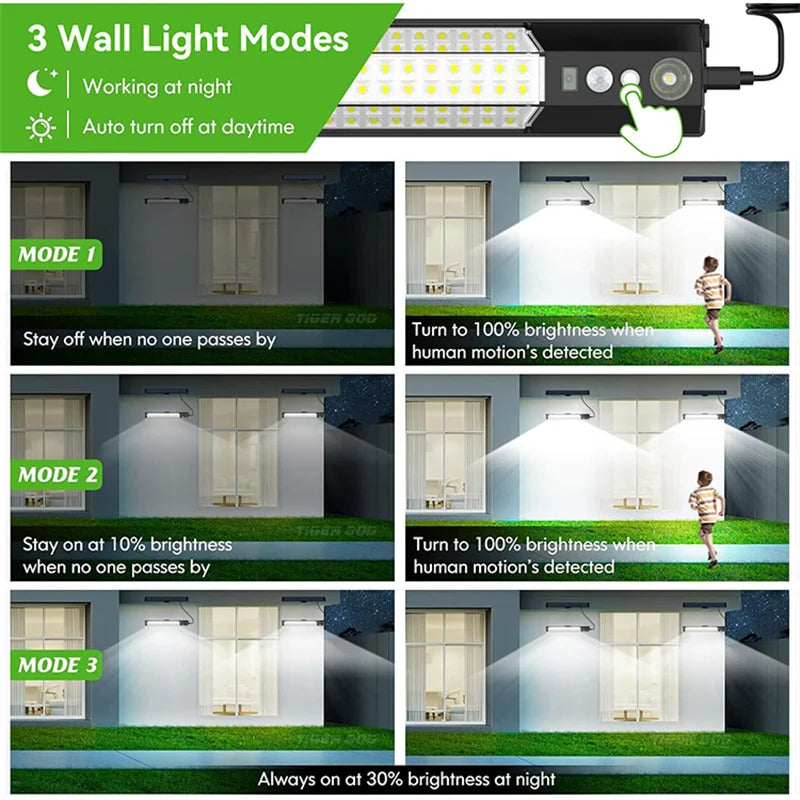 Éclairage solaire à 158 LED avec télécommande