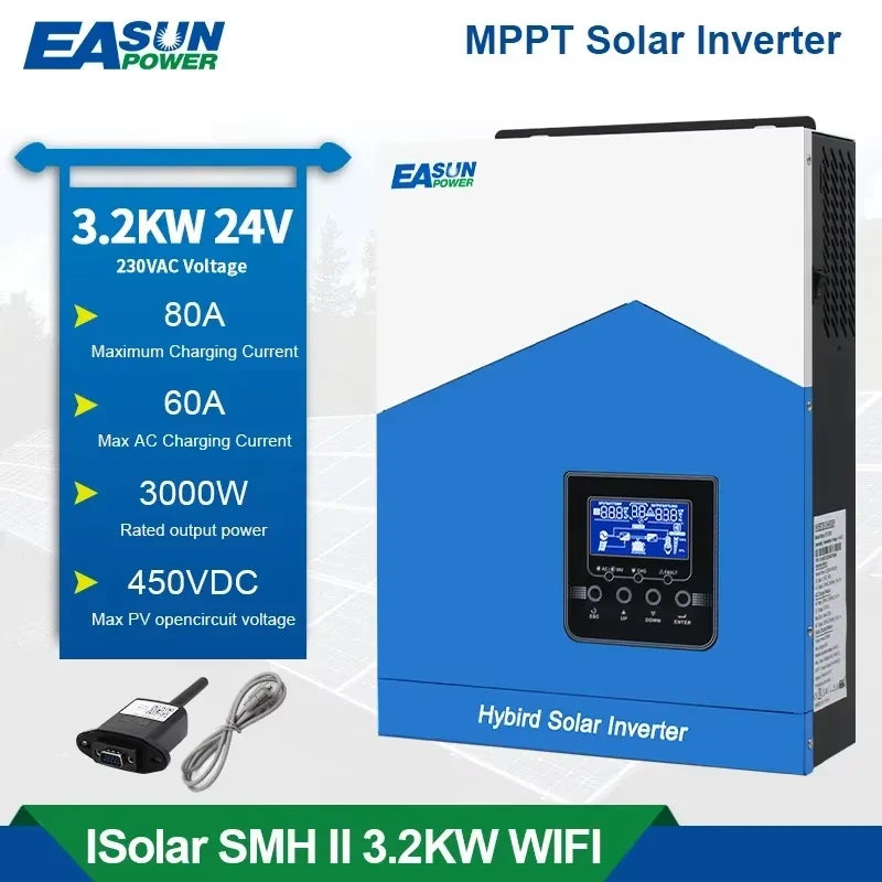 EASUN POWER Hybrid Solar Inverter 6.2KW 4.2KW 3.2KW 2.2KW Pure Sine Wave MPPT 12V 24V 48V 220v Solar Charger Power Home Inversor