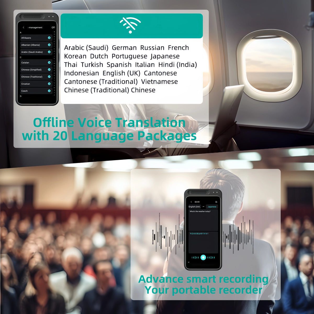 AI Voice translator 139 Languages Real Time translator Offline Photo Translation WiFi Portable translator