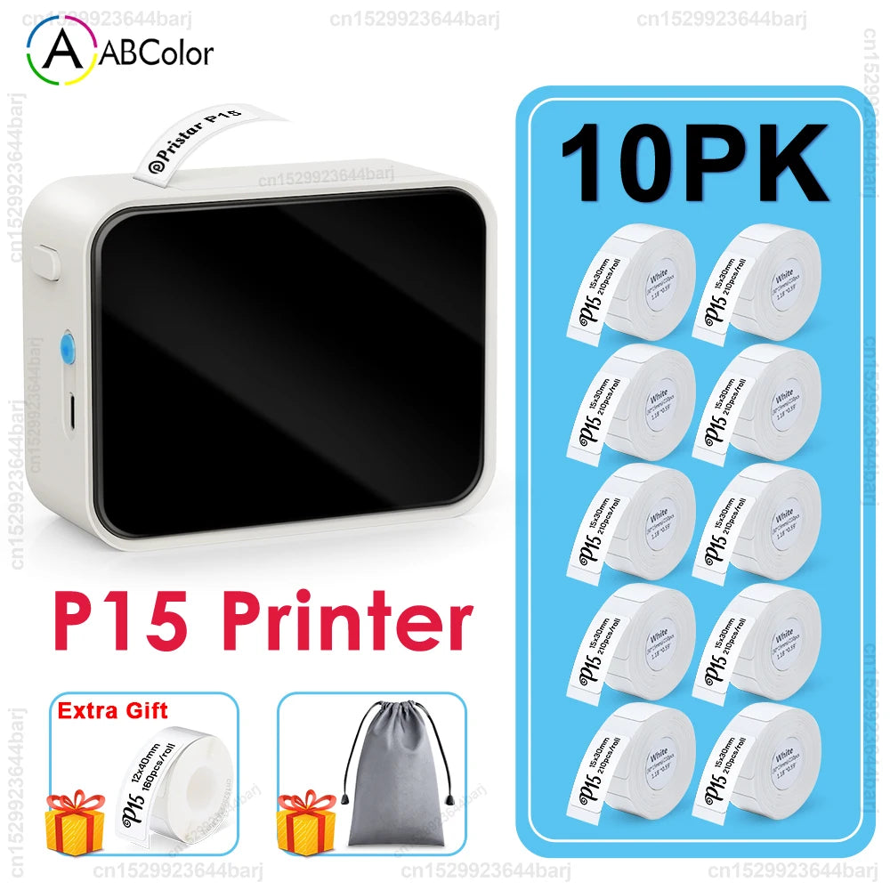 P15 Bluetooth Thermal Label Printer and Rolls