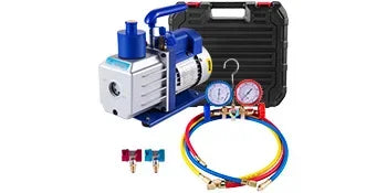 Vacuum Pump with Gauges for AC Refrigerant and HVAC Systems