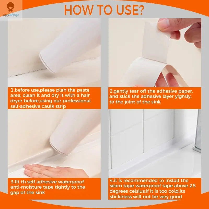Shower Bath Sealing Tape Strips PVC Self Adhesive Waterproof Wall Sticker for Bathroom Kitchen Seal Caulk Strip Sink Mold Proof Spy-shop.com