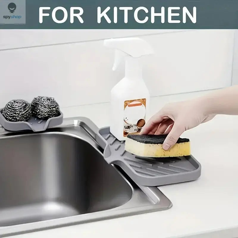 Silicone Faucet Mat Kitchen Sink Tray Soap Dispenser Sponge Drain Pad Sink SplashDrying Mat Countertop Storage Tray SoapTray Spy-shop.com
