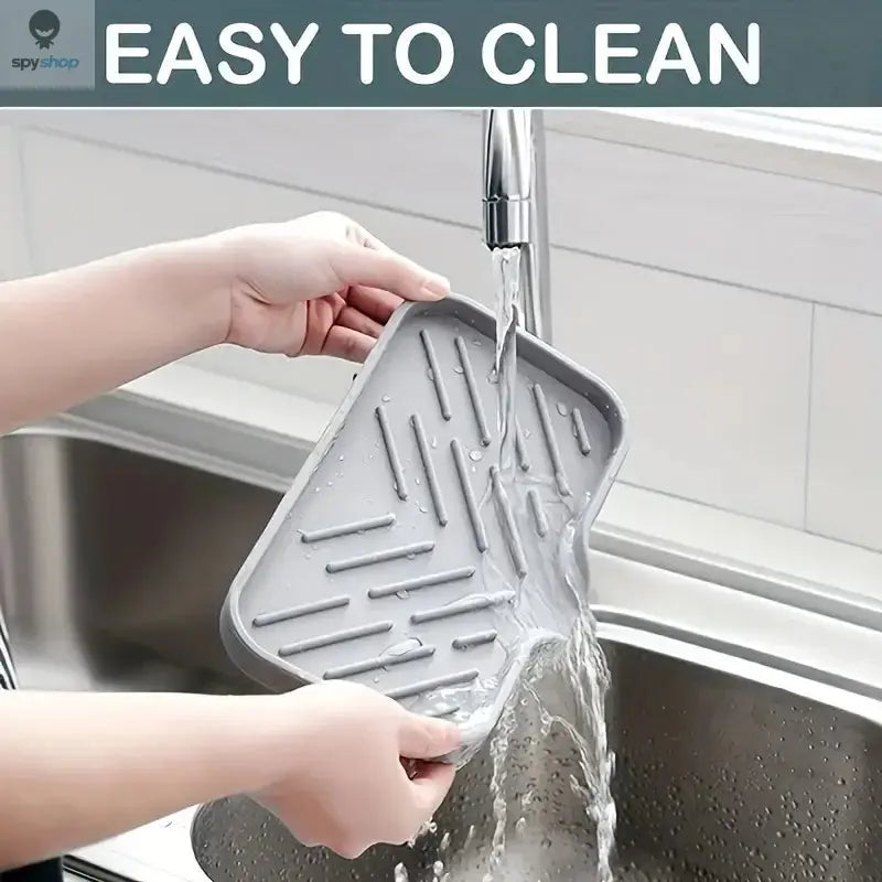 Silicone Faucet Mat Kitchen Sink Tray Soap Dispenser Sponge Drain Pad Sink SplashDrying Mat Countertop Storage Tray SoapTray Spy-shop.com