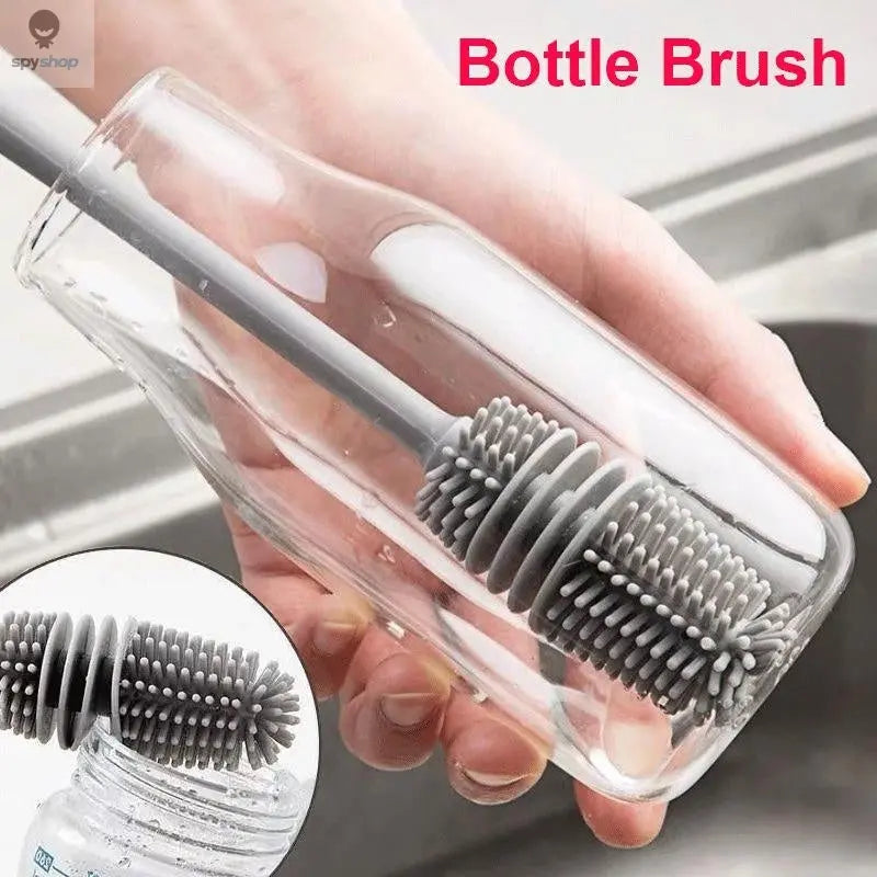 Silicone Milk Bottle Brush Cup Scrubber Glass Cleaner Kitchen Cleaning Tool Long Handle Drink Bottle Glass Cup Cleaning Brush Spy-shop.com
