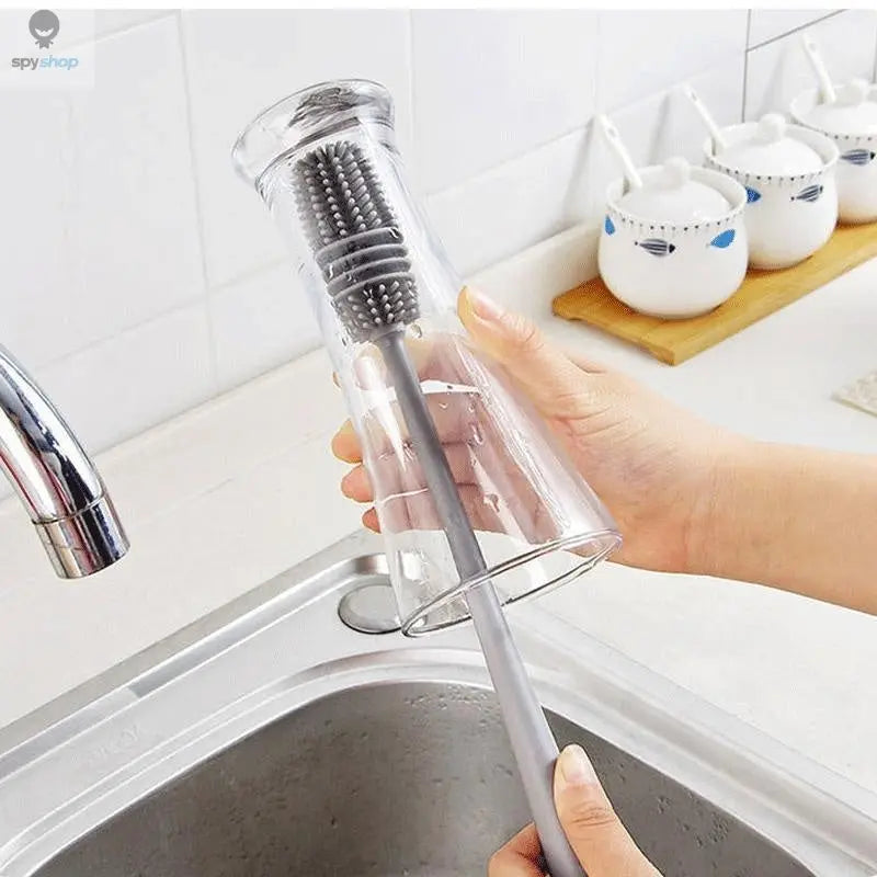 Silicone Milk Bottle Brush Cup Scrubber Glass Cleaner Kitchen Cleaning Tool Long Handle Drink Bottle Glass Cup Cleaning Brush Spy-shop.com