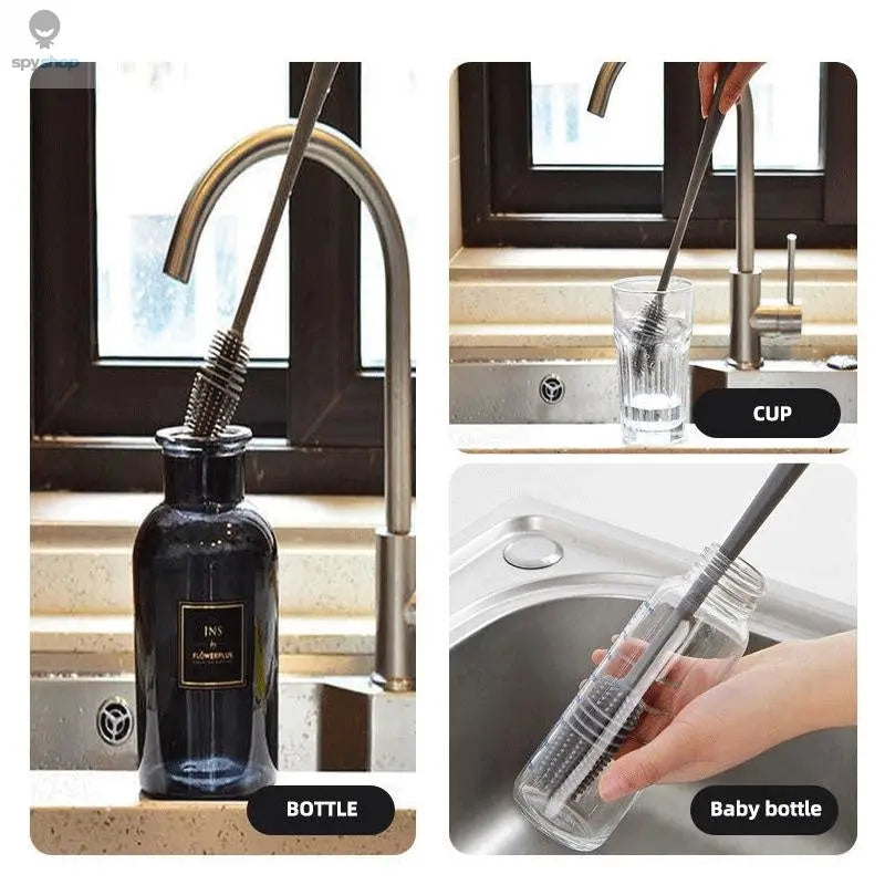 Silicone Milk Bottle Brush Cup Scrubber Glass Cleaner Kitchen Cleaning Tool Long Handle Drink Bottle Glass Cup Cleaning Brush Spy-shop.com
