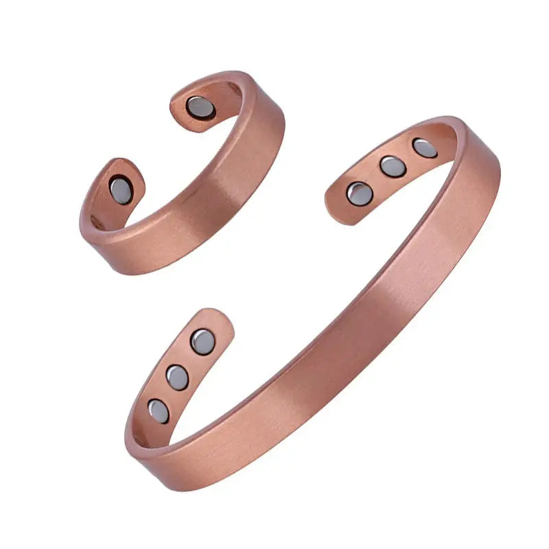Simple Jewelry Set Pure Copper Bracelet Rings Cuff Magnetic Bangles For Women Men Arthritis Health Solid Copper Jewelry 