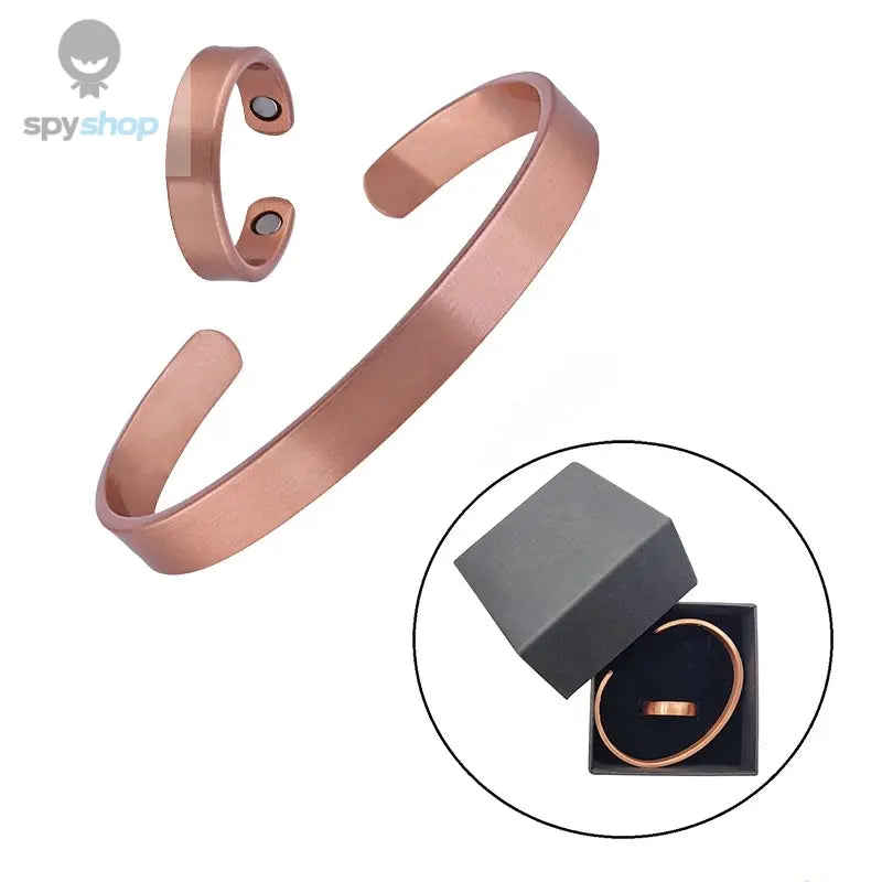 Simple Jewelry Set Pure Copper Bracelet Rings Cuff Magnetic Bangles For Women Men Arthritis Health Solid Copper Jewelry 
