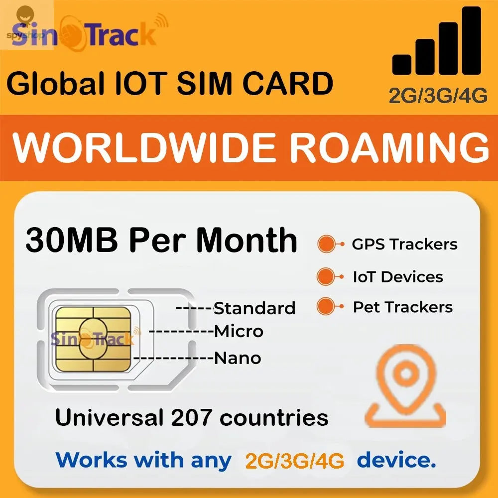 SinoTrack Global M2M 1 Year Card SIM Card 2G 3G 4G 30MB Per Month for GPS Tracker Tracking Device Smart lOT SIM Card ST-901L J16 Spy-shop.com