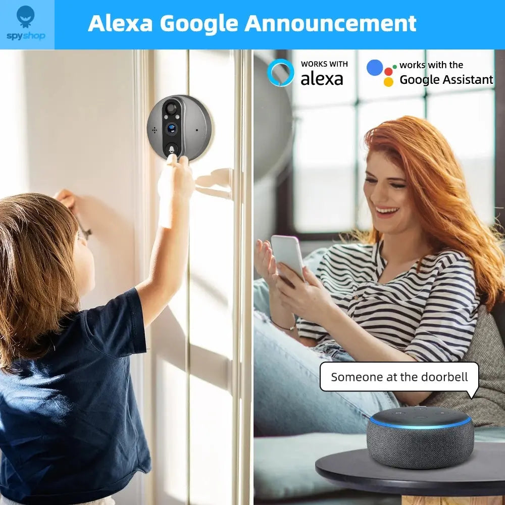 Smart 3MP WiFi Tuya Doorbell Camera with 5000mAh Battery – Peephole Viewer with Night Vision, Two-Way Audio, Alexa & Google Compatible, Home Security Video Intercom Spy-shop.com