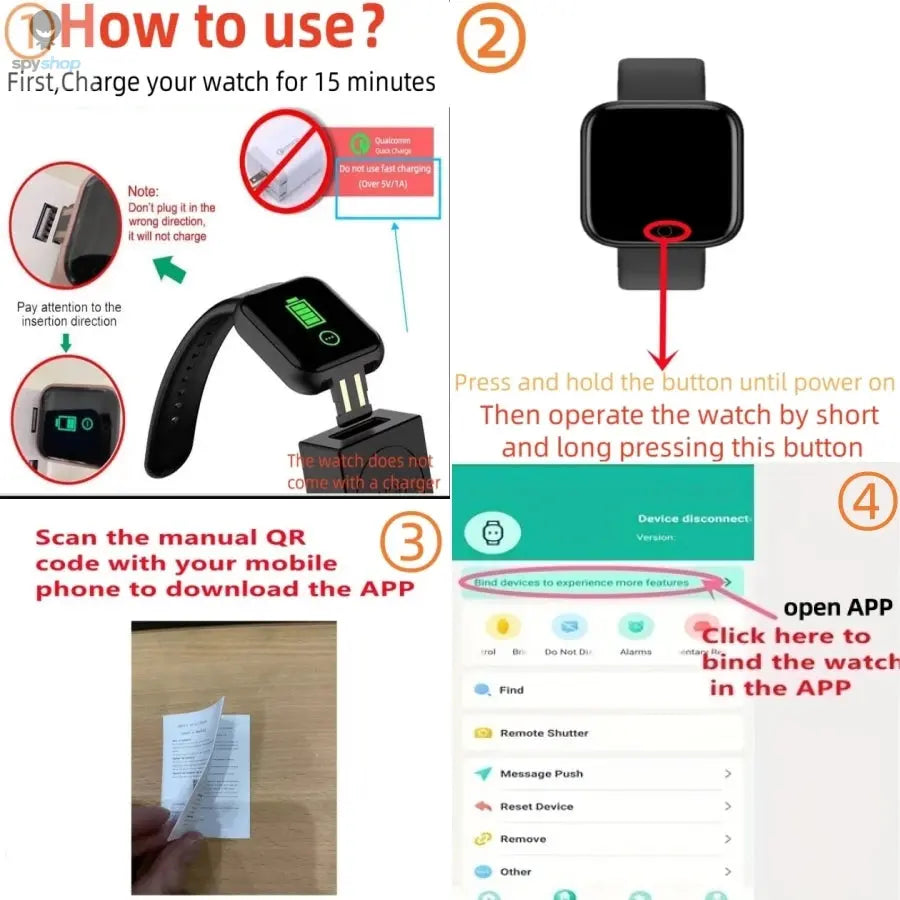 Smartwatch Men Women Wristwatches Smart Watch Message Fitness Monitor Bracelet Birthday Gift Electronic Clock For Xiaomi Huawei Spy-shop.com