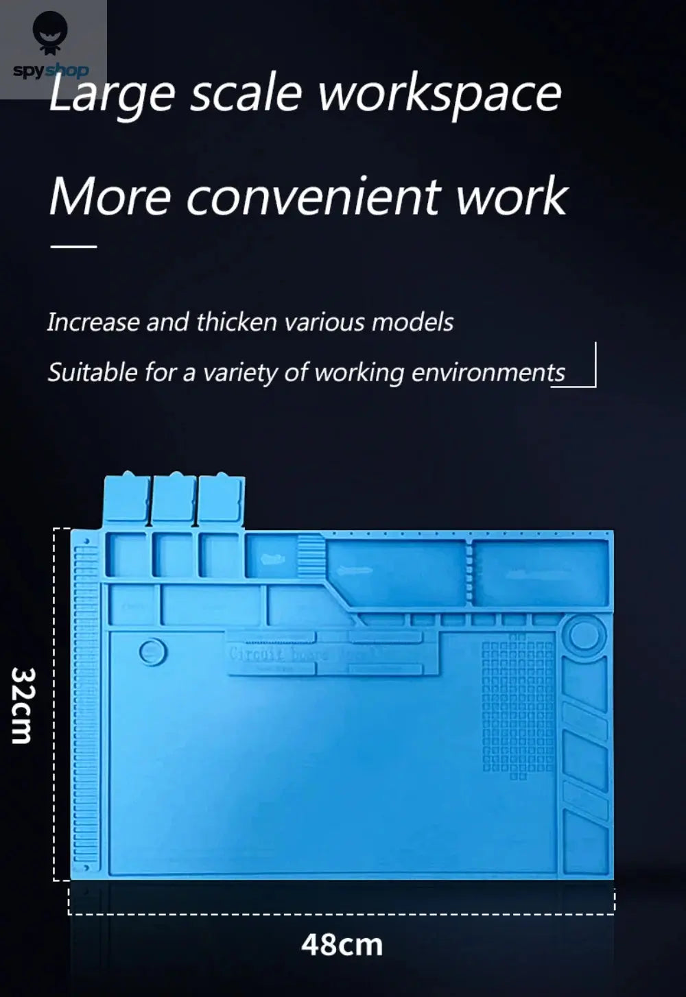 Soldering Station Mat Silicone Work Mat Heat Resistant 932°F Anti-Static Magnetic Mat for Electronic Phone Laptop Watch Repair 