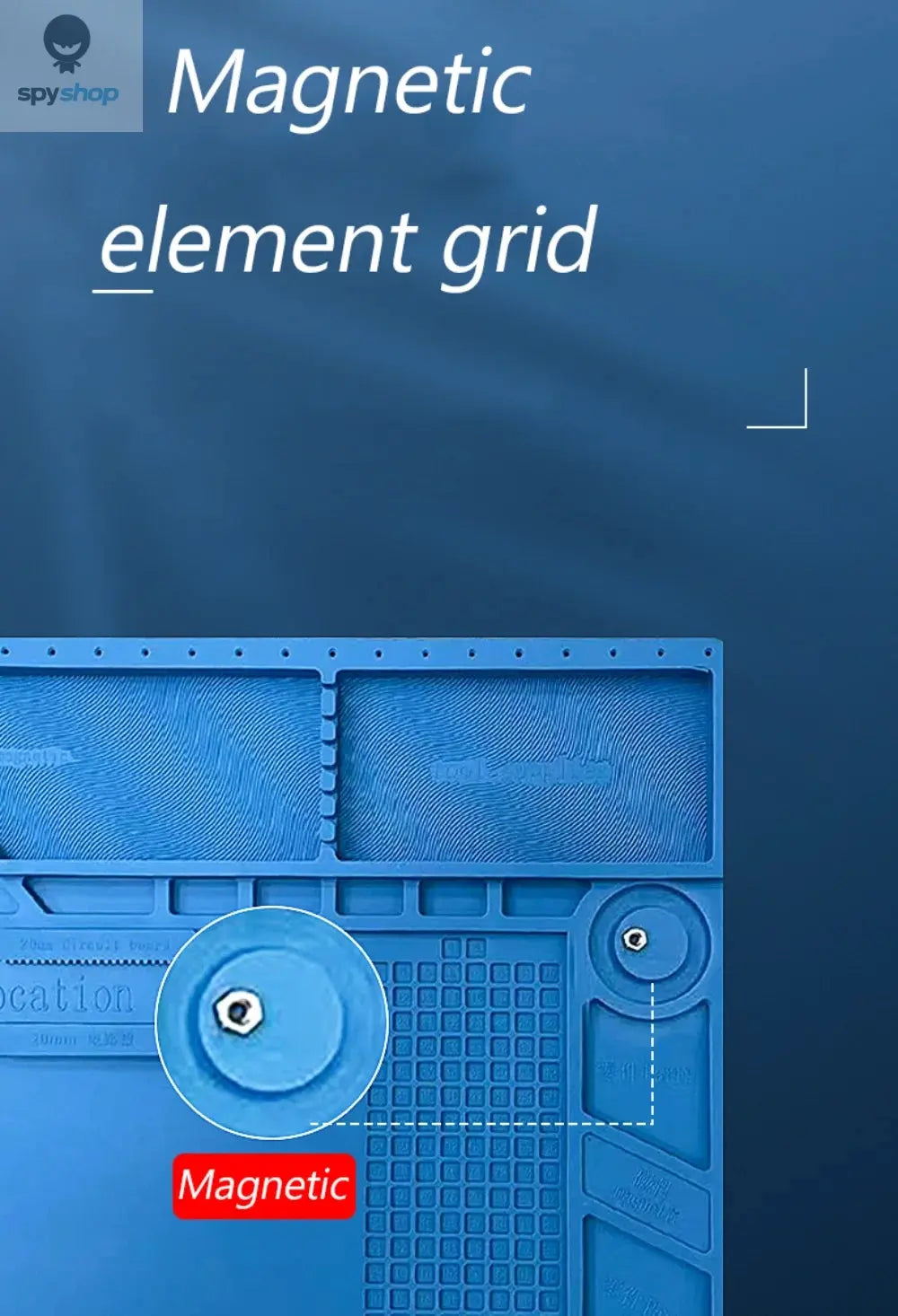 Soldering Station Mat Silicone Work Mat Heat Resistant 932°F Anti-Static Magnetic Mat for Electronic Phone Laptop Watch Repair 