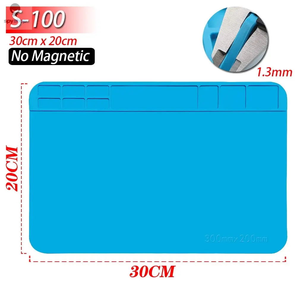 Soldering Station Mat Silicone Work Mat Heat Resistant 932°F Anti-Static Magnetic Mat for Electronic Phone Laptop Watch Repair 