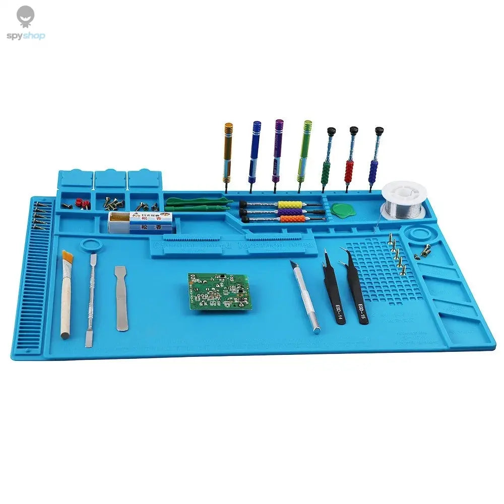Soldering Station Mat Silicone Work Mat Heat Resistant 932°F Anti-Static Magnetic Mat for Electronic Phone Laptop Watch Repair Spy-shop.com