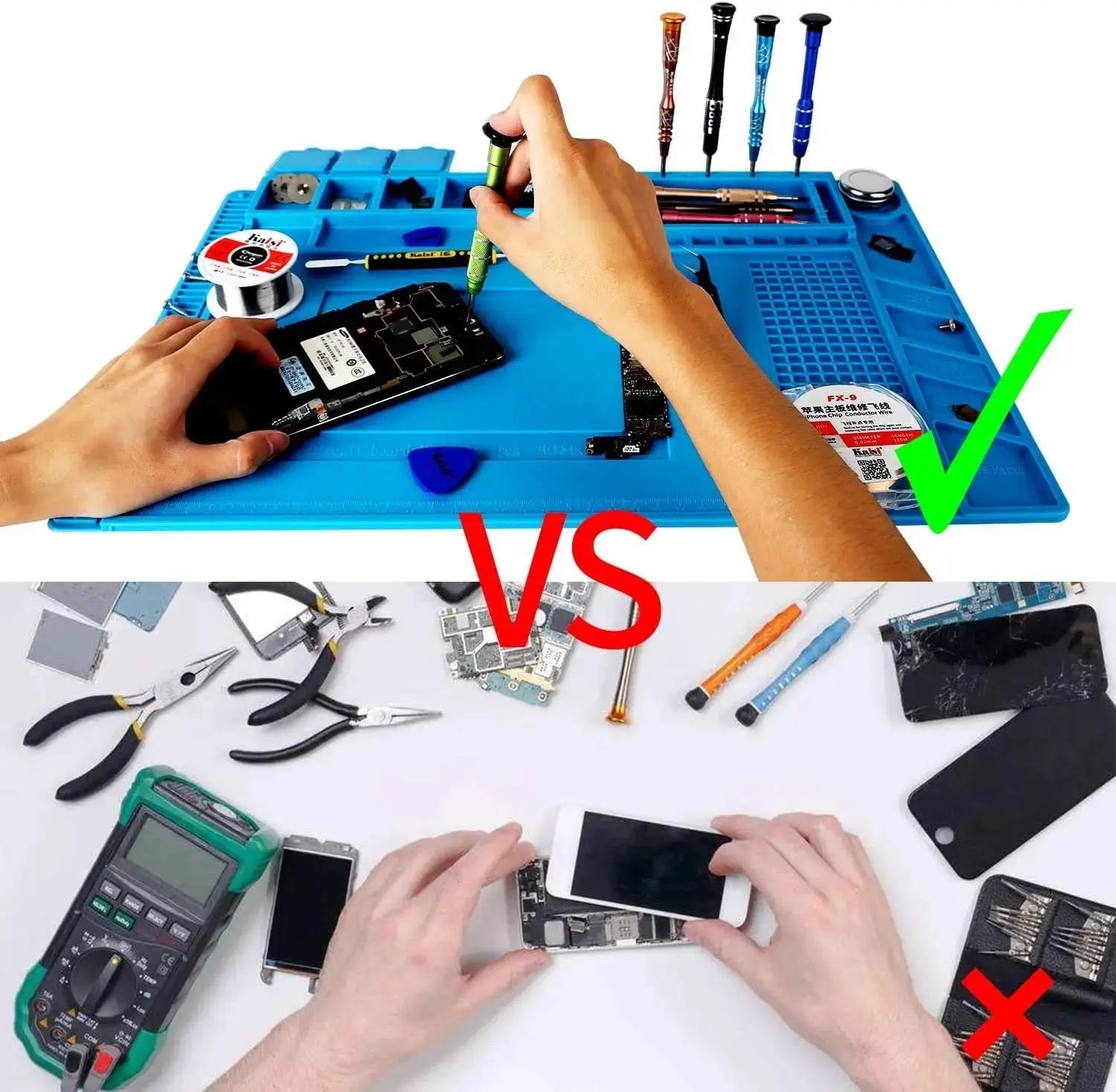 Soldering Station Mat Silicone Work Mat Heat Resistant 932°F Anti-Static Magnetic Mat for Electronic Phone Laptop Watch Repair Spy-shop.com