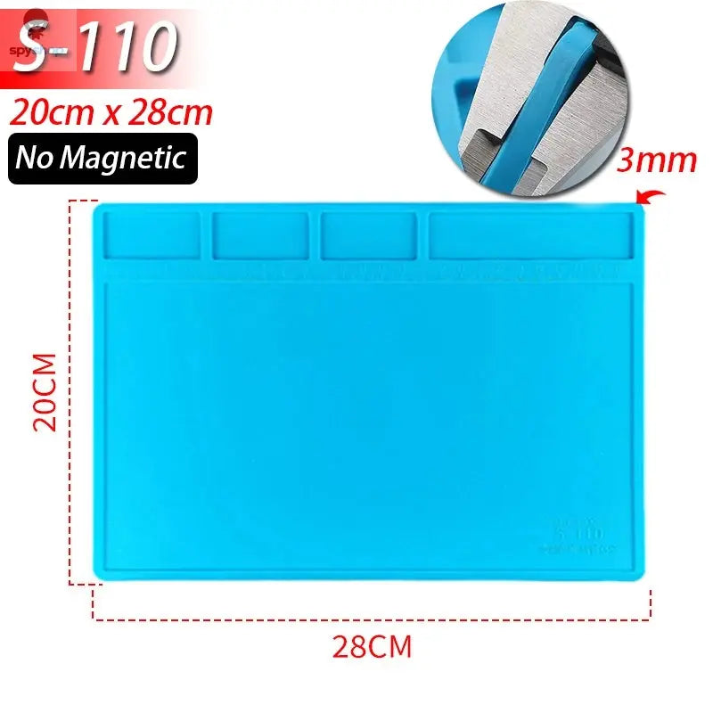 Soldering Station Mat Silicone Work Mat Heat Resistant 932°F Anti-Static Magnetic Mat for Electronic Phone Laptop Watch Repair Spy-shop.com