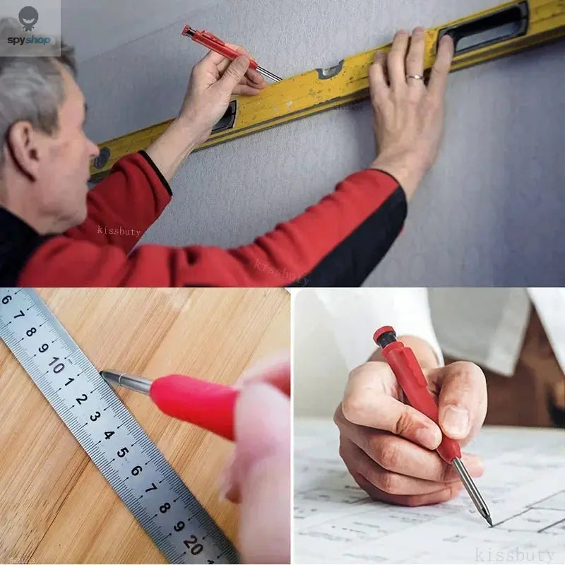 Solid Carpenter Mechanical Pencil with Sharpener Woodworking Tools 2.8mm 3 Colors Refill Construction Tools Stationery Supply Spy-shop.com