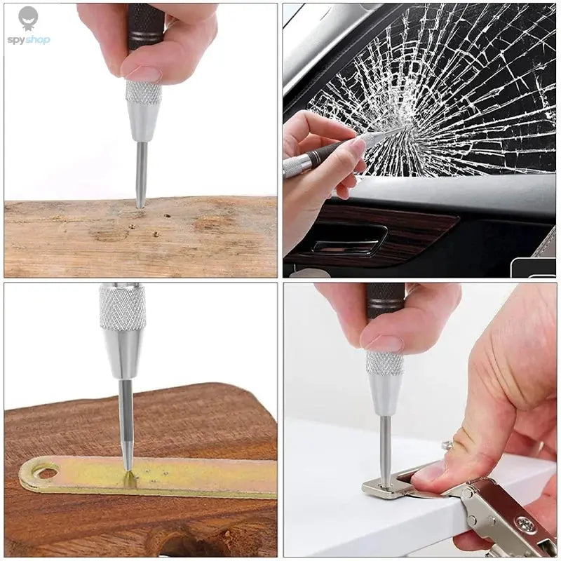 Spring Type Automatic Center Punch Locator Glass Striker Window Breaker Punch Centering Punch Punch Tool 