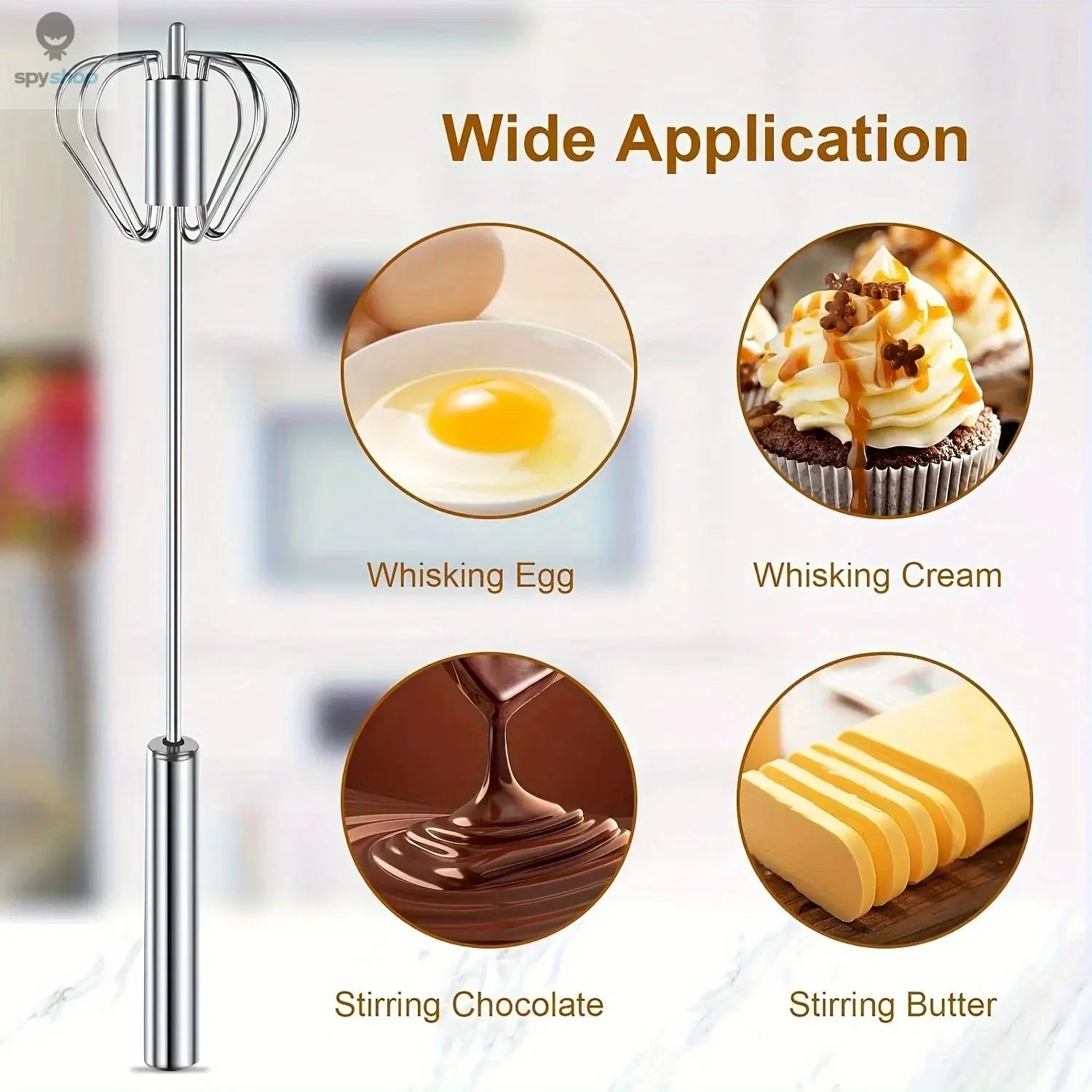 Stainless Steel Egg Beater Durable Semi-Automatic Mixer for Effortless Egg Cream Mixing Stirring and Beating for Kitchen Baking Spy-shop.com