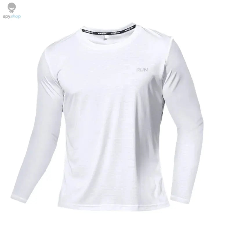 Summer Ice Silk Long Sleeve T-Shirt Men 2023 New Quick Dry Breathable Air Conditioning Outdoor Sun Protection Running Outer Wear 