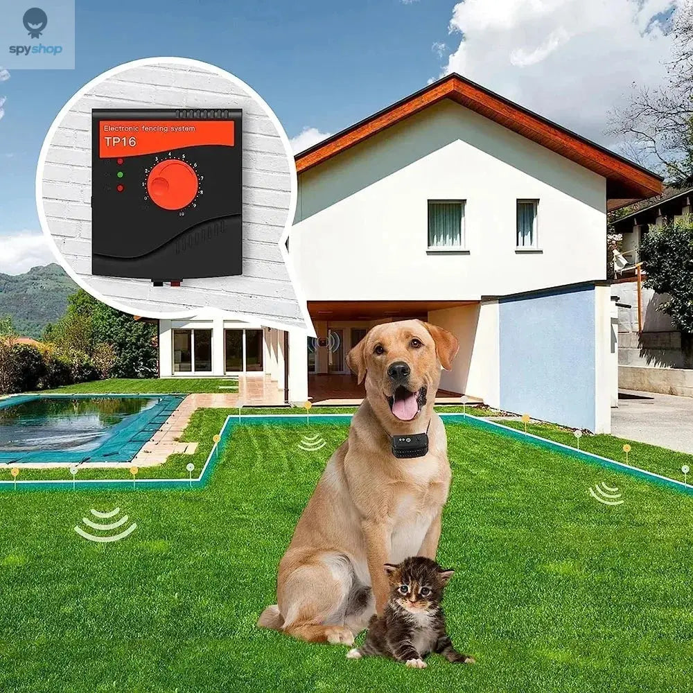 TP16 Pet Wired Fence System Dog Electric Fencing System Rechargeable Waterproof 6 Level Adjustable Pet Training Collar Spy-shop.com