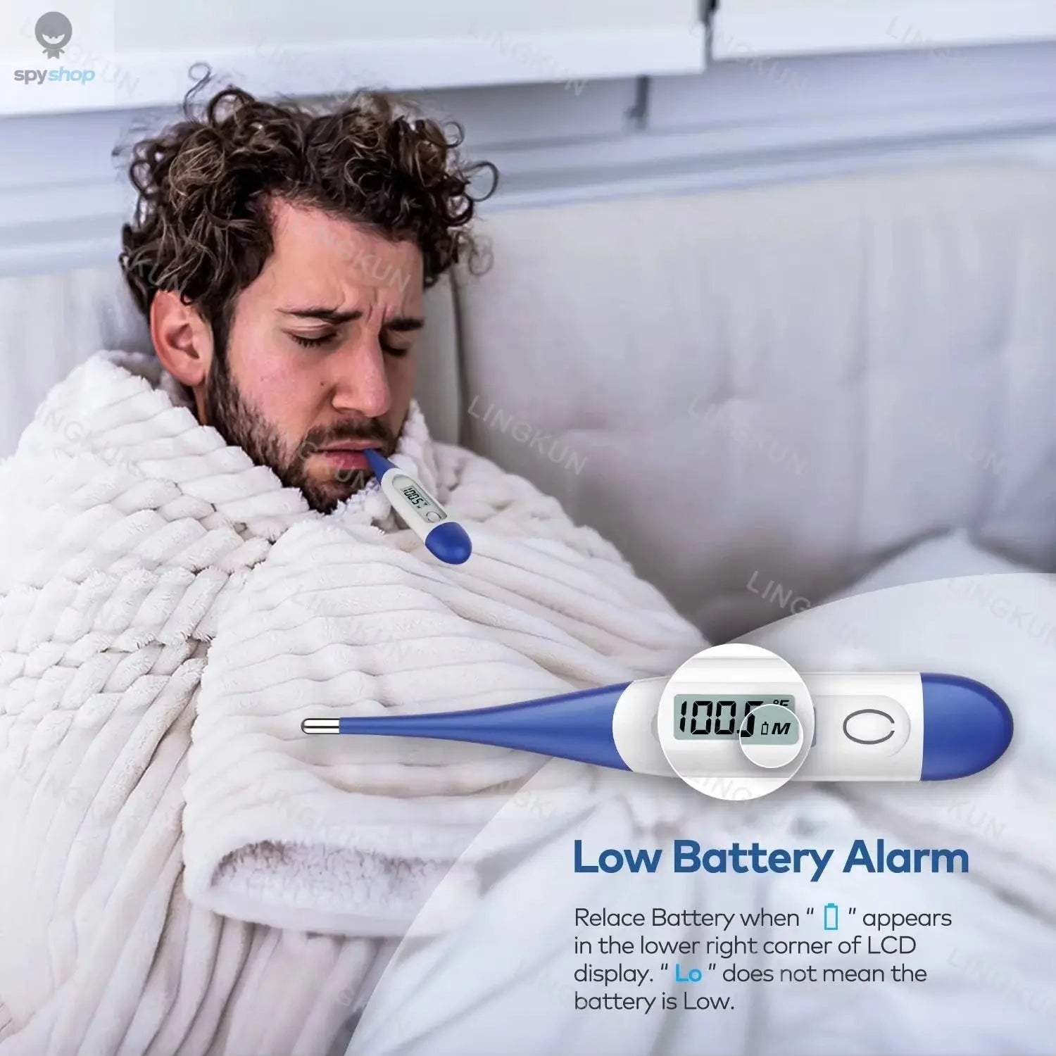 Thermometer for Adults, Soft Head Digital Oral Thermometer for Fever, Basal Thermometer with 15 Seconds Fast Reading 