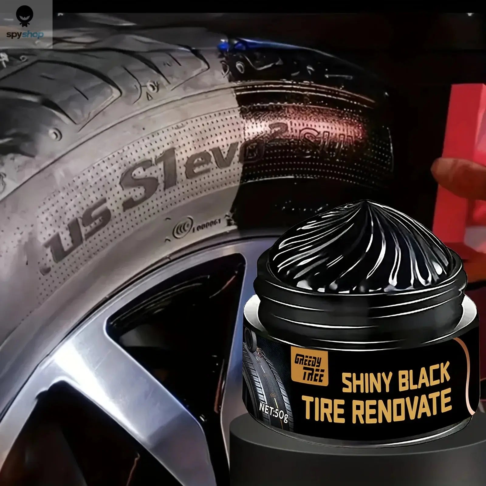 Tire Shine & Plastic Repair Paste - Removes Scratches/Oxid, Restores Shine for Tires/Trim with UV Protect, 5-Min Fix Spy-shop.com