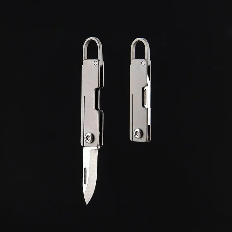 Titanium alloy pocket knife with sharp folding edge, portable keychain pendant, unboxing and unpacking, express knife 