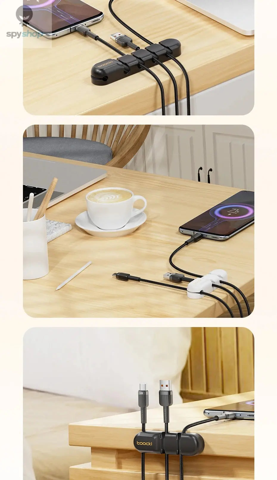 Toocki Cable Organizer 3 5 7 Hole Cables Winder Flexible Wire Management Clips For Cable Clearance Cord Protector For Chargers Spy-shop.com