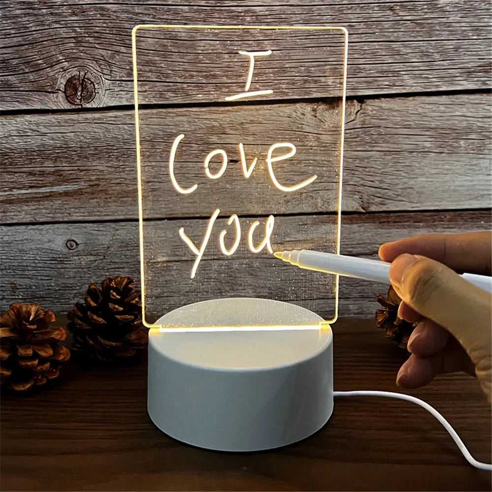 Transparent Luminous LED Night Lights USB Luminous Acrylic Night Light Erasable Write Message Board Calendar Desktop Ornaments Spy-shop.com