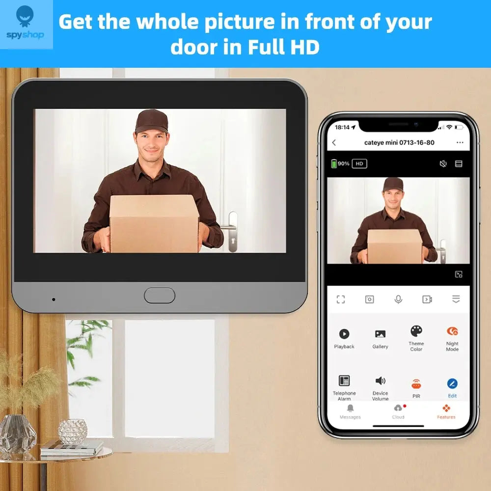Tuya Smart 3MP 140° Wide View Angle Mini Digital Peephole Eye Viewer WiFi IR PIR Detection Doorbell Door Camera Alexa Google Spy-shop.com
