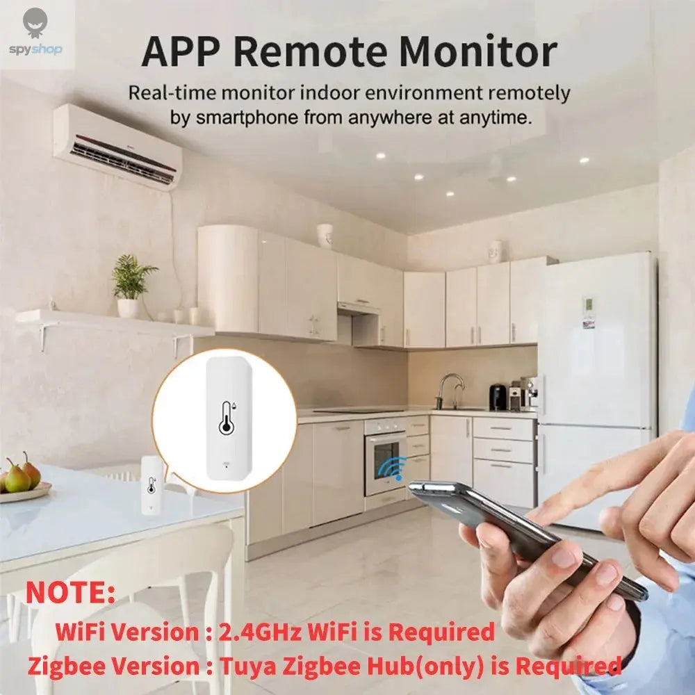 Tuya WiFi Zigbee Temperature Humidity Sensor Smart Home Indoor Hygrometer APP Monitoring Work with Google Home SmartLife Alexa Spy-shop.com