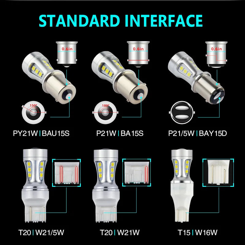 NAOEVO P21W LED Car W16W PY21W T20 BA15S T15 W21/5W 1300Lm BAY15D 1157 W21W BAU15S 7443 For lada DRL Blub P21/5W 1156 3030 7440