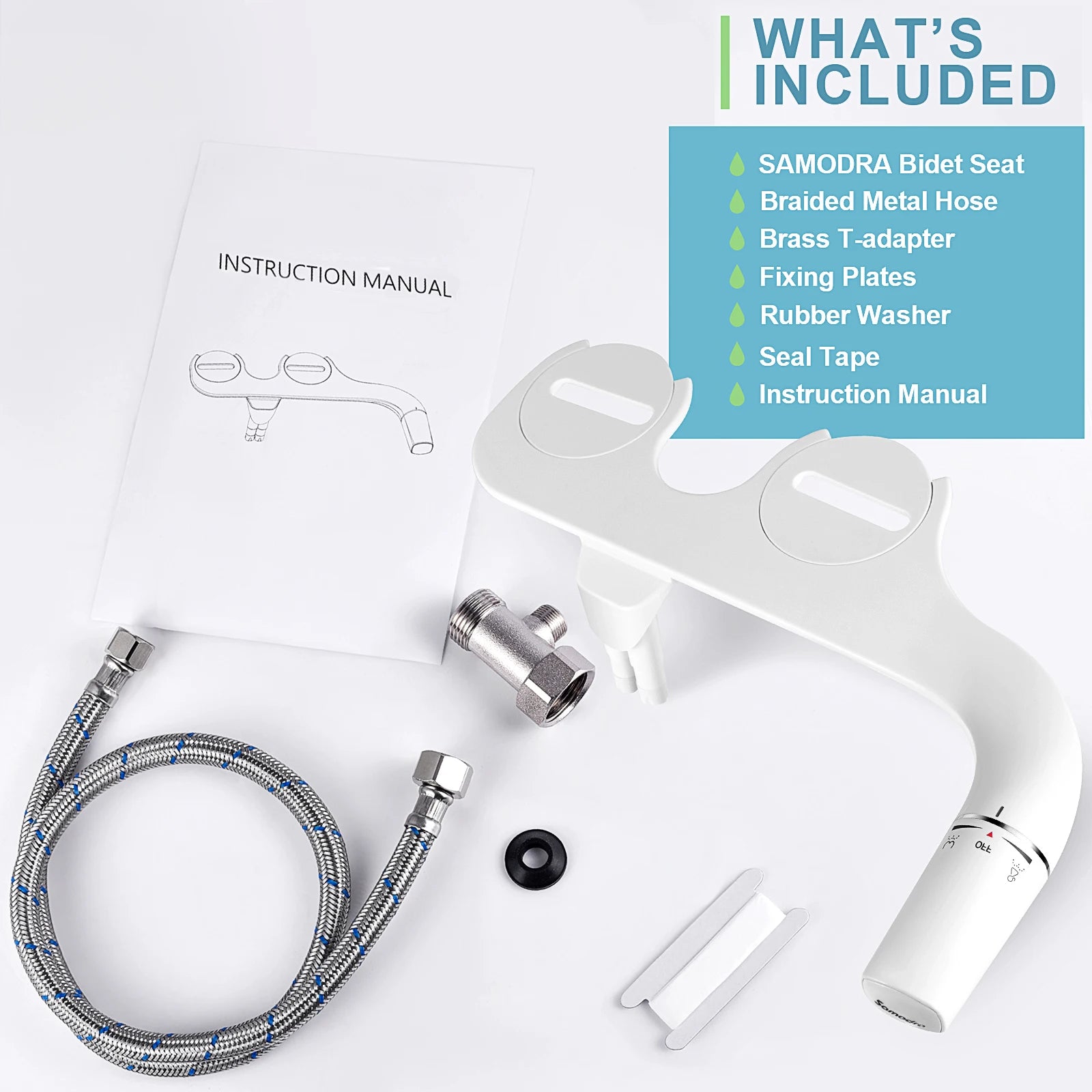 Right/Left Hand Bidet Sprayer with Dual Nozzle by Samodra